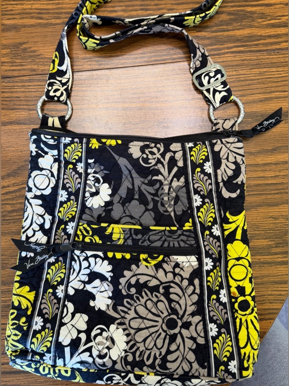 Vera Bradley Black, Yellow & Cream Quilted Crossbody Bag